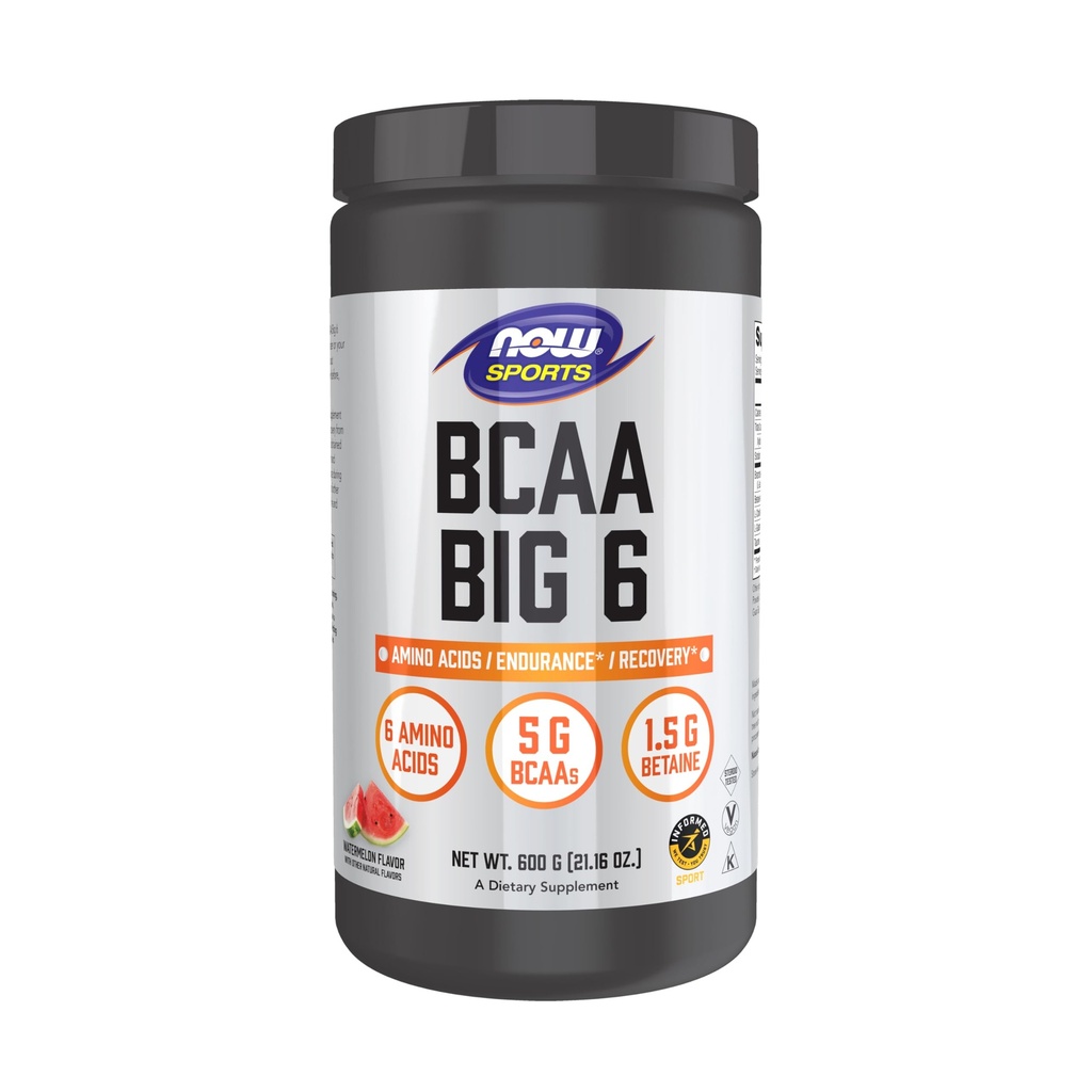 MAINTENANT Aliments Sports Nutrition, BCAA (Acides aminés à chaîne branlée) Gros 6, Saveur de pastèque, 600 grammes