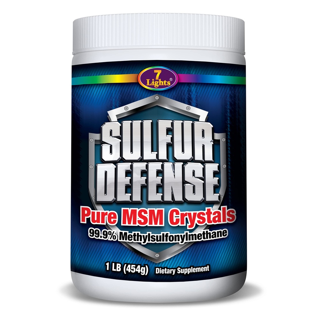 7 Lights Sulfur Defense Opti-MSM 99.9% Pure MSM Powder | Nahrungsergänzung für Gelenke, Haut- und Immununterstützung – Bio Methylsulfonylmethankristalle, Vegan, Non-GMO, Gluten-Free – Made in USA (1 LB)