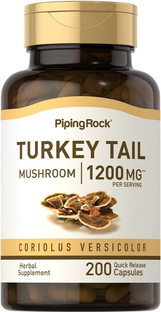 Pipping Rock Turkey Tail Mushroom Capsules 1200mg.200 Pills.