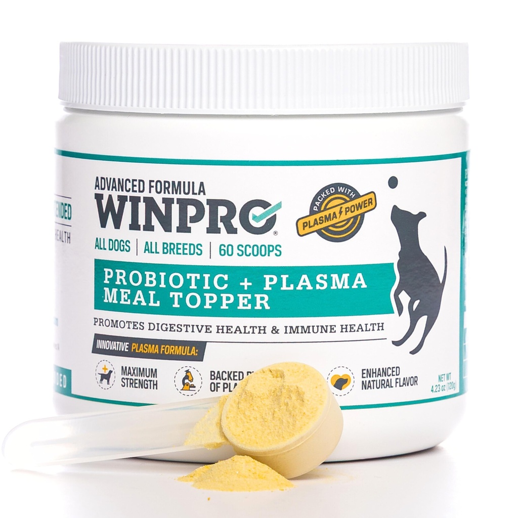 WINPRO Dog Probiotic Powder Meal Topper, Spray Getrocknetes Plasma mit Präbiotika und Probiotika für Verdauungsunterstützung und Gutgesundheit für Hunde, Alle Rassen, Alter und Größen, 60 Scoops, Made in USA