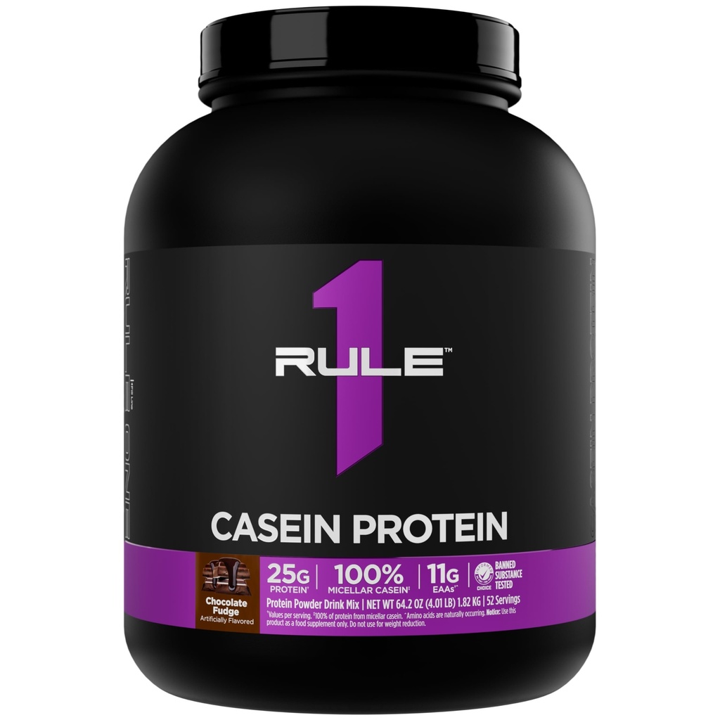 Regel 1 Casein Protein - 25g Protein und 11g EAAs Pro Serving from Slow-Release Micellar Casein for Overnight Recovery and Sustained Delivery Between Meals (4 Pounds*, Chocolate Fudge)