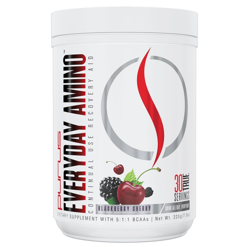 Purus Labs Everyday Amino BCAA Powder (en poudre) Acides aminés pour l'hydratation musculaire et la récupération (sans sucre et sans gluten)