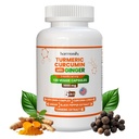 Supplément curcumin curcumin curcuma avec gingembre, cannelle Ceylan et complexe de poivre noir 5 en 1 formule, Curcuma Longa, absorption maximale, 1000 mg, 120 capsules d'extrait de plantes