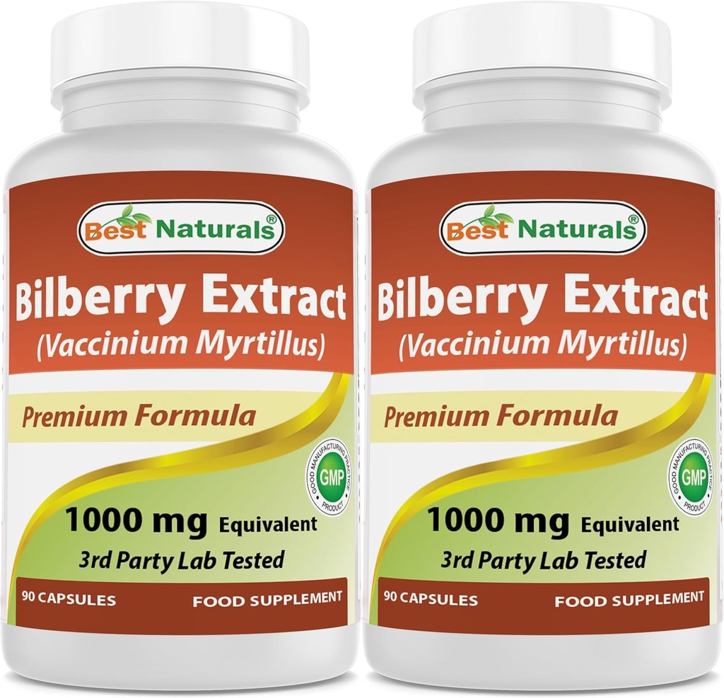 Best Naturals Bilberry 1000 Mg 90 Capsules (90 Nombre (paquet de 2))