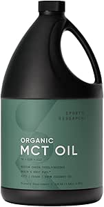 Sportforschung Keto MCT Öl aus Bio Kokosnüssen - Fettsäure-Brennstoff für Körper + Gehirn - Triple Ingredient C8, C10, C12 MCT - Perfekt in Kaffee, Tee, &amp; Mehr - Non-GMO & Vegan - Unflavored (128 Oz)