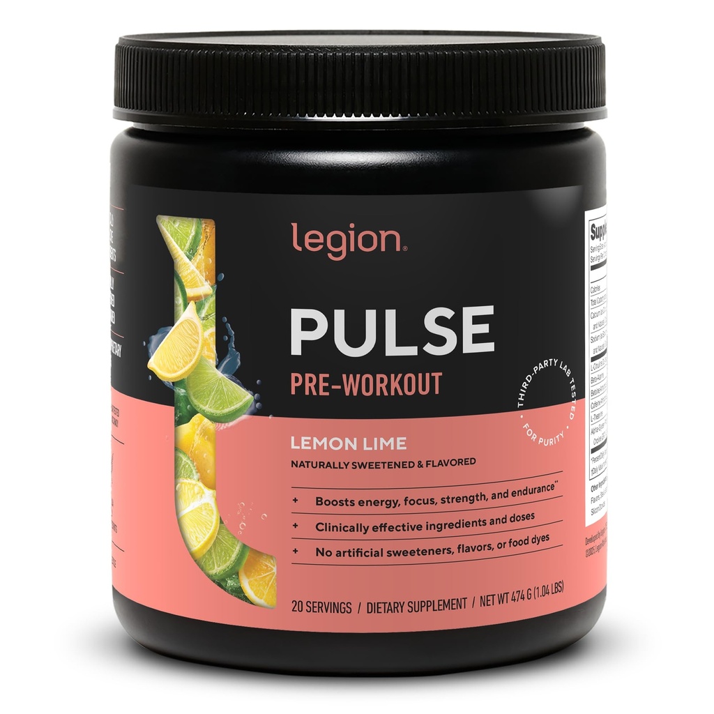 LEGION- All Natural Nitric Oxid Preworkout Trinken, um Energie zu steigern, Kreatin kostenlos, Natürlich süß, Beta Alanine, Citrulline, Alpha GPC (Lemon Lime)
