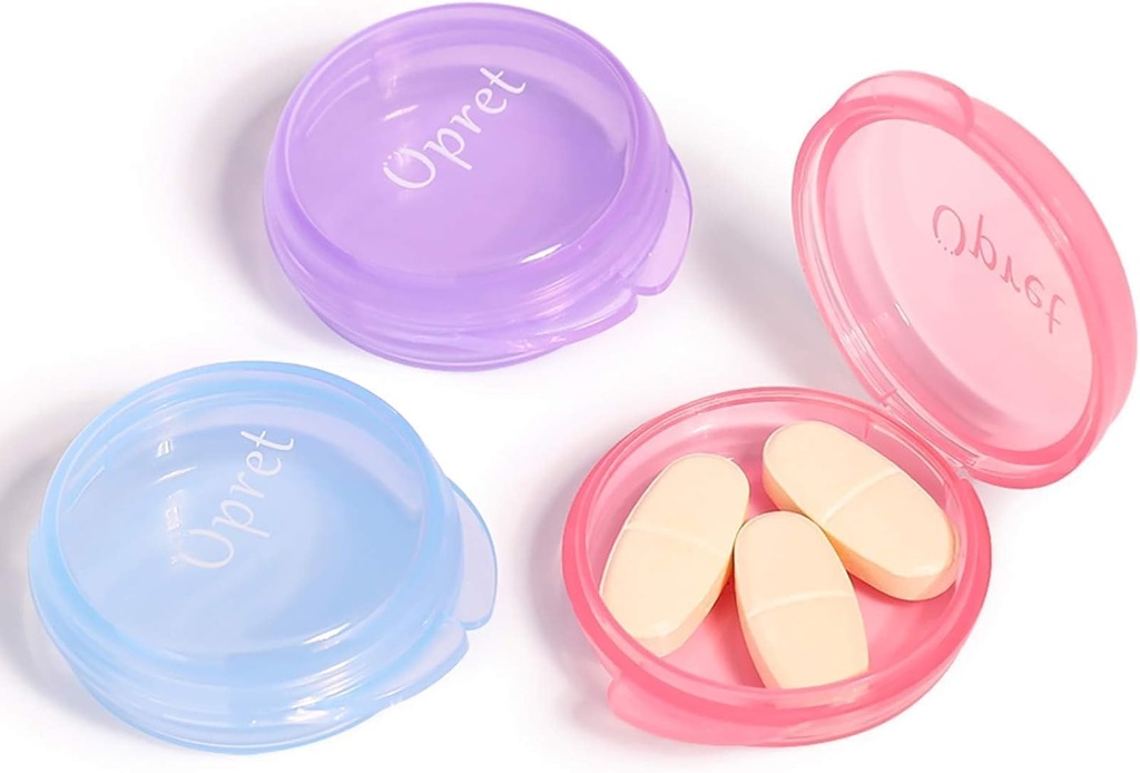Opret Small Pill Box (3 Stück), niedliche Pille Fall für Pocket Purse Aktentasche Reise Pillen Box Medizin Lager Container Earplug Fall (Rose&Blue&Purple)