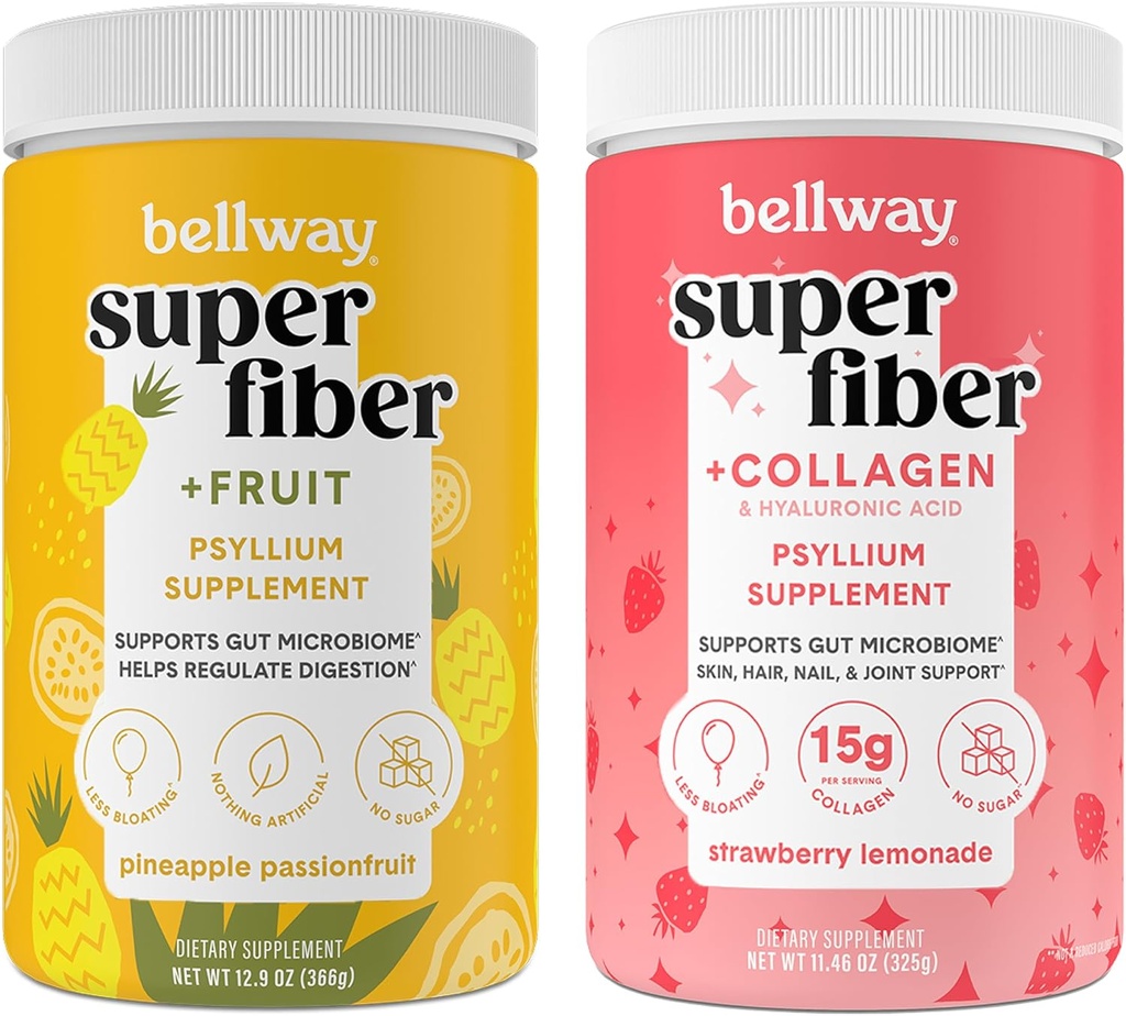 Bellway Super Fiber Powder + Frucht, Ananas Passionsfrucht Super Fiber Powder + Collagen, Erdbeer-Lemonade