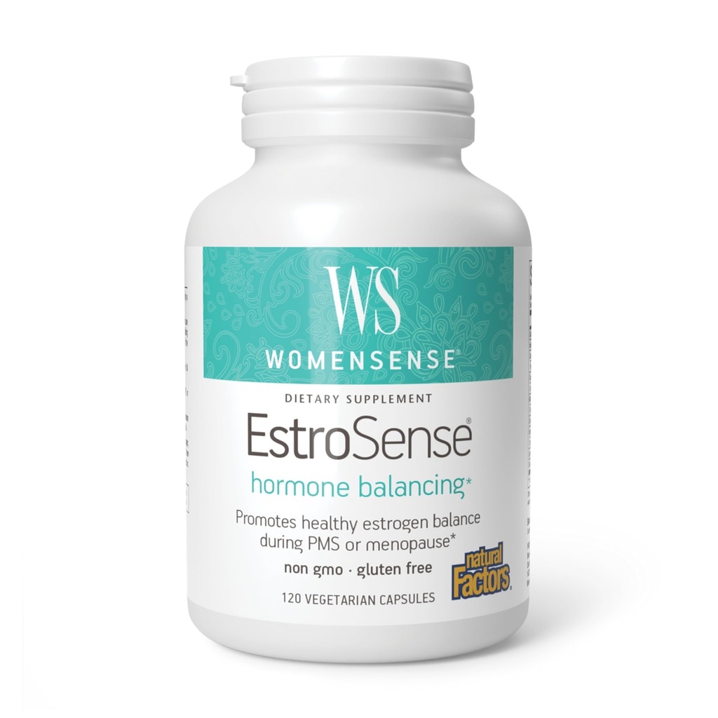 Facteurs naturels WomenSense EstroSense - Supplément de soutien à l'équilibre hormonal quotidien - Soutient une menstruation et une ménopause saines - Supplément naturel non-OGM - 120 capsules végétariennes (60 portions)