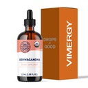 Vimergy USDA Organic Ashwagandha Liquid Extract, 57 Portionen – Stress Supplement Drops – Adaptogen - Unterstützt kognitive Funktion – Schlafunterstützung – Alkoholfrei, Non-GMO, Vegan & Paleo Friendly (115 ml)