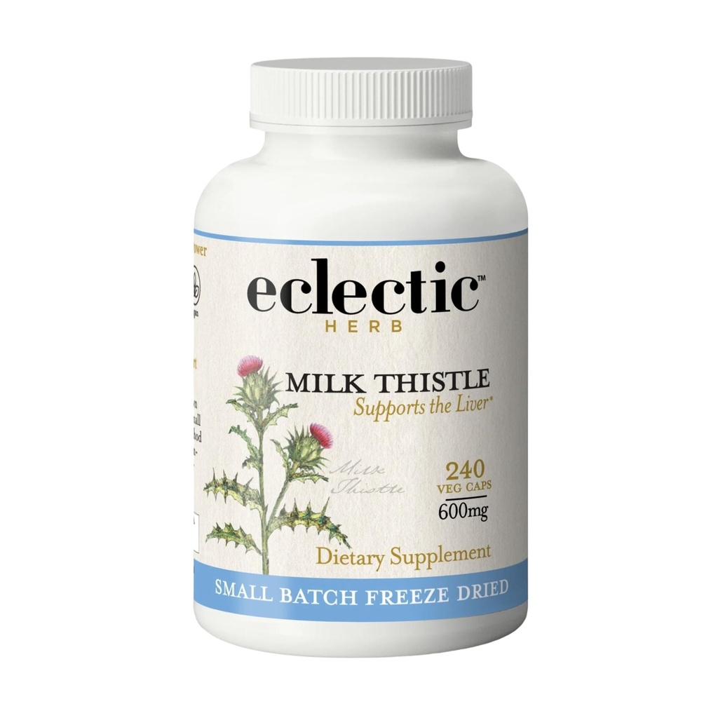 Eclectic Herb - Premium Freeze Getrocknete Milchdistel Kapseln | Silymarin Ergänzung | Liver Unterstützung, Detox, Cleanse + Pflege | Vegan, Natürlich, Non-GMO, Glutenfrei (240 CT | 600 mg)