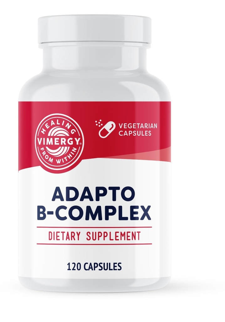 Vimergy Adapto B Complex, 120 Portionen – Hohe Potenz mit 8 B Vitaminen, Rhodiola & Hawthorn Berry – Unterstützt Mentalenergie, Kognition, Stimmung - Non-GMO, Kosher, Vegan, Paleo, No Gluten, No Soy