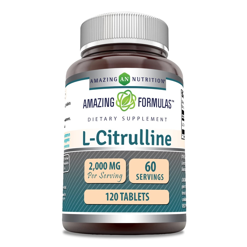 Formules étonnantes L Citrulline 2000mg par portion 120 Comprimés Supplément Amino Acid pour les hommes et les femmes
