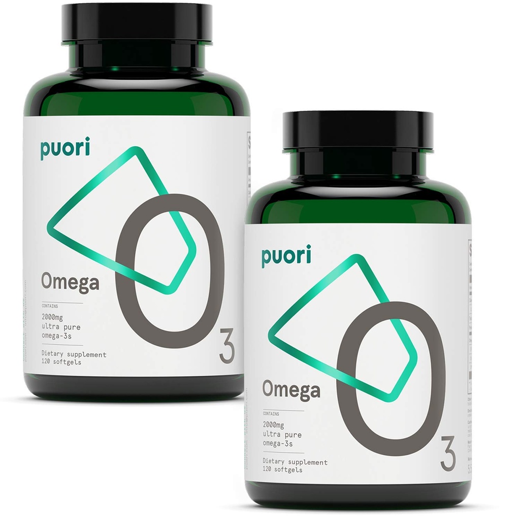 Puori Omega 3 Fish Oil Supplement - Ultra Pure & Burpless Wild Caught Fish Oil mit 2000mg Omega 3 Fettsäuren,1250mg EPA & 500mg DHA unterstützt Herz, Gehirn & Augengesundheit - IFOS Certified - 240 Softgels