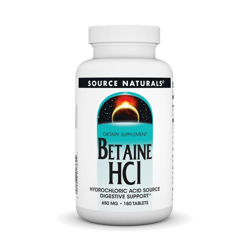 Source Naturelle - Acide chlorhydrique bêtaïque 650 mg. - 180 comprimés