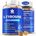 L Tyrosine Gummies 1100mg Mood Support Blend, mit Ashwagandha, L-Theanin, Vitamin B Complex B6, Folate(Vitamin B9), Fokus & Gedächtnis, Kognition & Gehirn Funktion, Energie Boost,Stress Support, 2Pc/120ct