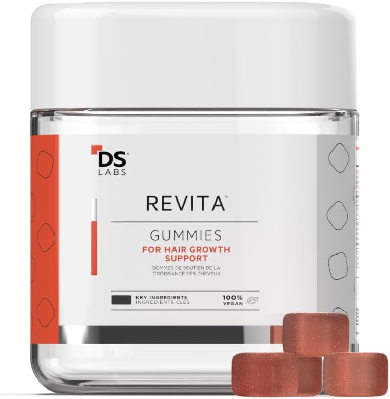 DS Labs Revita Hair Vitamin Gummis - Unterstützung für Thicker, Fuller Looking Hair, With Biotin, Zink, Vitamin D, Eisen, Magnesium & Melatonin, Vegan, Gluten-Free, Gelatin-Free, 60 Gummies
