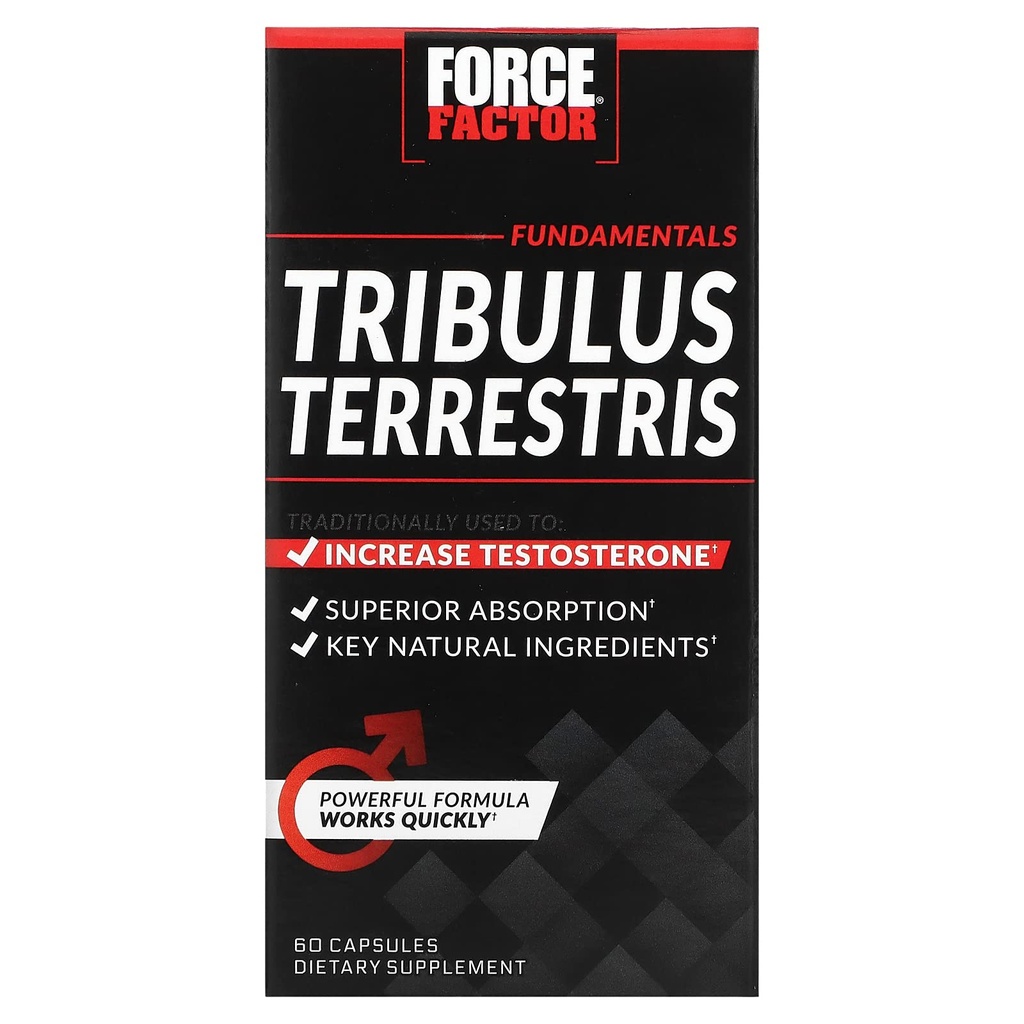 Facteur de force Tribulus Terrestris pour hommes, booster de testostérone et supplément de vitalité masculine, extrait de Tribulus et ingrédients naturels pour l'absorption supérieure, Série fondamentale, 1000mg, 60 Capsules