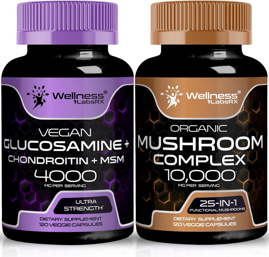 WELLNESS LABSRX Glucosamin Chondroitin MSM | Pilzergänzung Kapseln