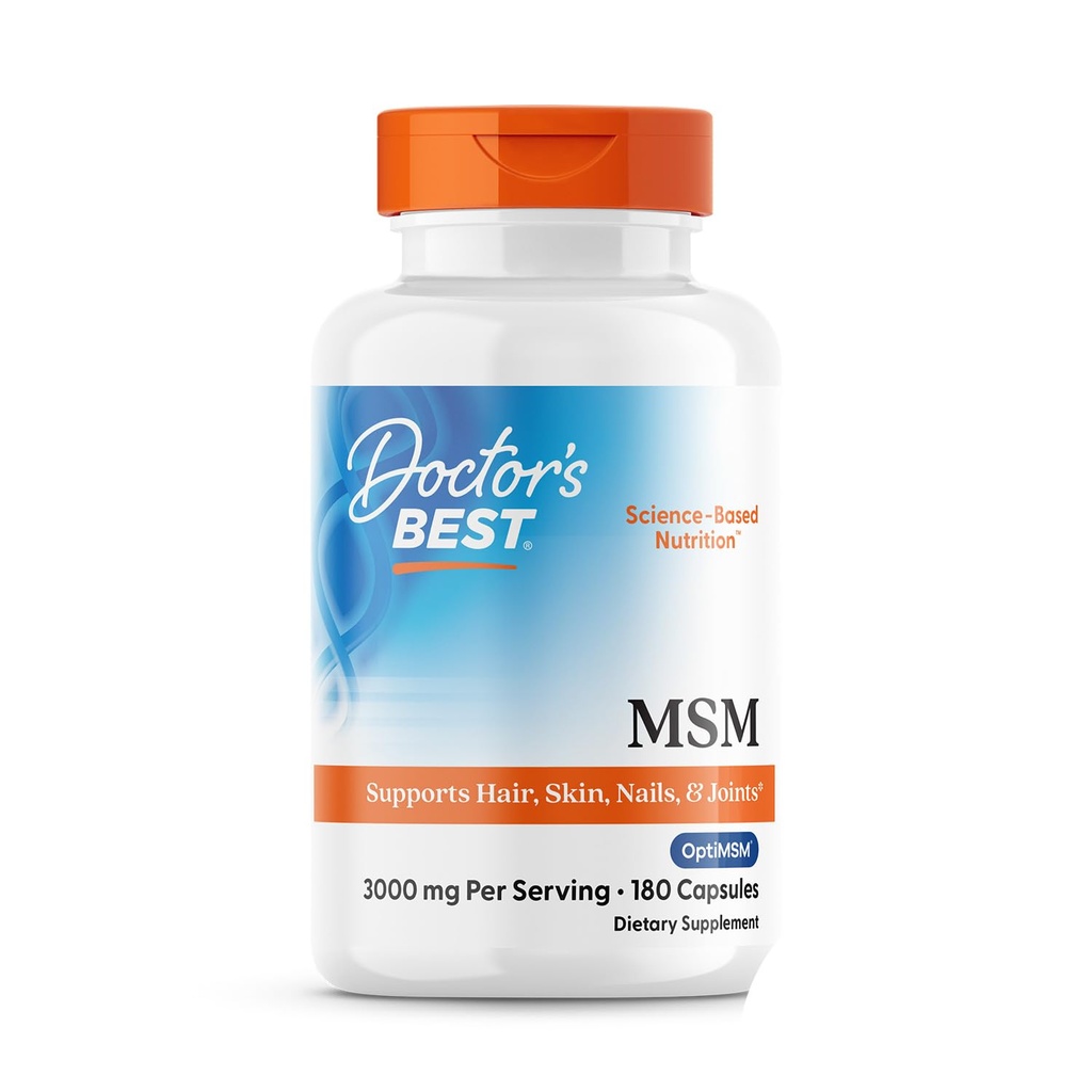 Médecins Meilleur MSM, supporte cheveux, peau, ongles, et articulations, non-OGM, sans gluten, 3000 mg par portion, 180 capsules