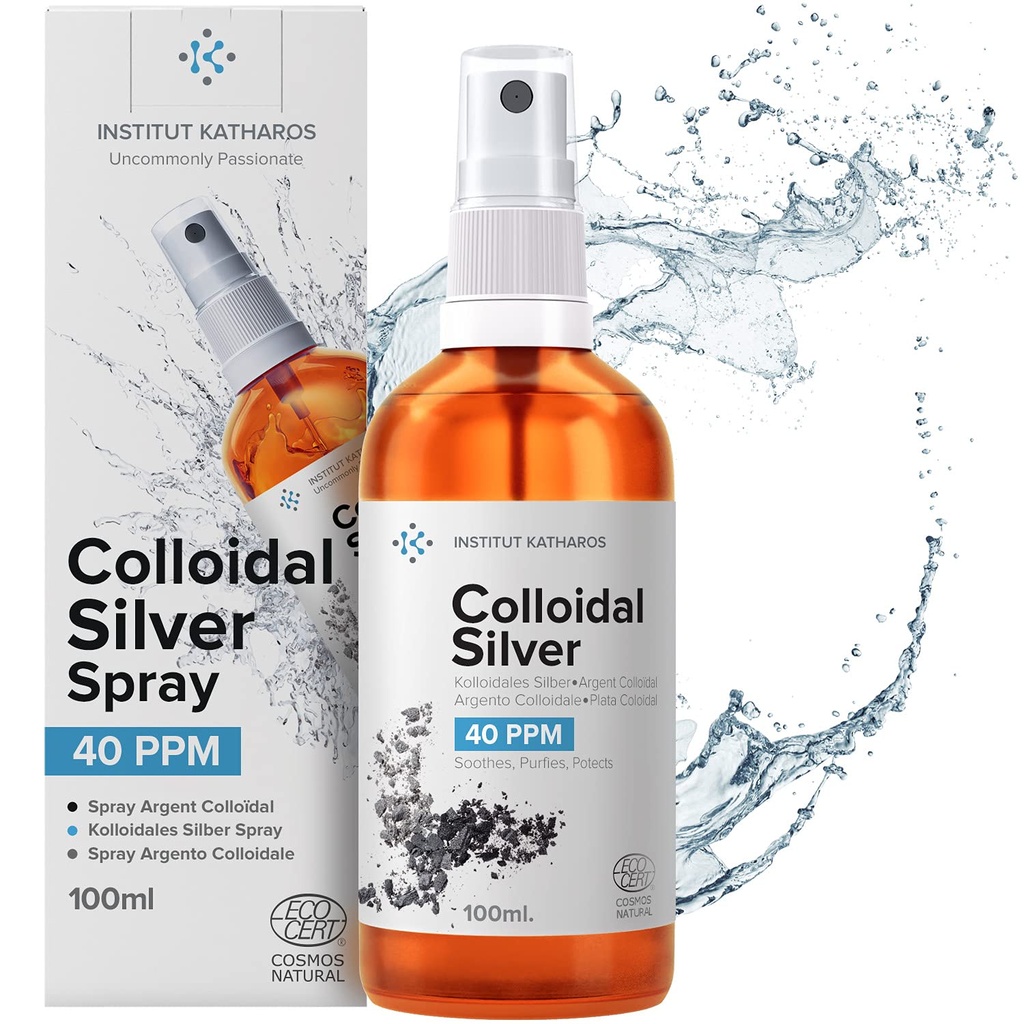 Kolloidale Silberflüssigkeit 3.4 fl oz Spray ● Bioaktives Hydrosol Silber Wasser ● Natürliche Nanolösung ● Ionic Minerals 40 PPM ● Organisches Strukturiertes Kolloidal Spray