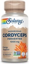 SOLARAY Fermented Cordyceps Mushroom 1000 mg - Healthy Energy Support - Fermented for Enhanced Absorption - Vegan, Non-GMO, Lab Verified - 30 Servings, 60 VegCaps