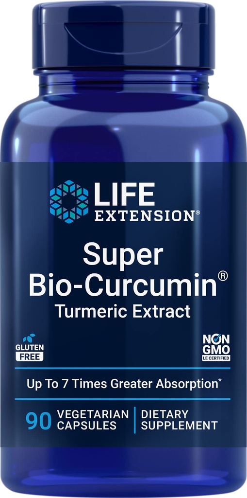 Life Extension Super Bio-Curcumin Turmeric Extract 400mg, 90 Veg Caps - Vegetarische Kapseln - Non-GMO - Highly Absorbable