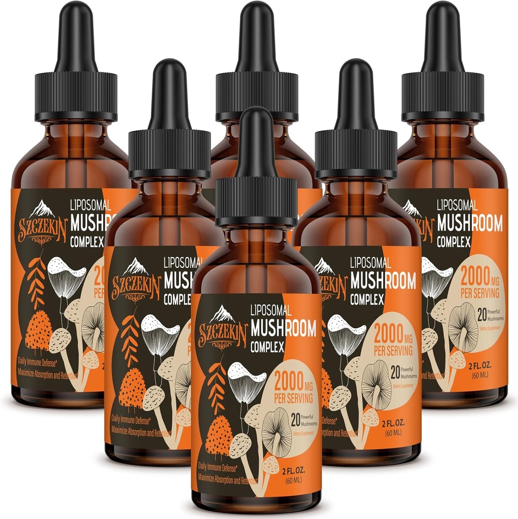 Liposomaler Pilzkomplex Tropfen 2000 MG - 20 Organische Pilzextrakte - Fortgeschrittene flüssige Formel für Immunität, kognitiv und Gedächtnis - Lions Mane Supplement, Reishi, Cordyceps, Chaga, 180 Portionen