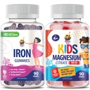 Magnesiumgummis für Kinder 500mg & Eisengummis für Erwachsene - Eisen Vitamine mit Vitamin C
