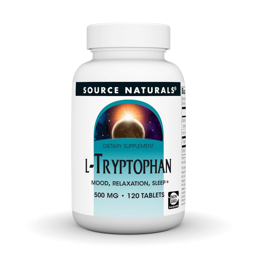 Source Naturals L-Tryptophane, pour l'humeur, la relaxation et le sommeil*, 500mg - 120 comprimés
