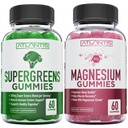 Supergreen & Magnesium Gummis - Magnesium Hilft Muskeln Recover, Delicious Supergreens mit Spinat, Broccoli, Beetroot, Grüner Tee, & Acai für Immunität Support- 60 Gummis