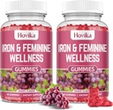 Iron for Women Gummies, 40mg Iron Supplement Anemia with multivitamin for Women, Zinc, Selenium, Iodine - for Iron Deficiency - Natural Hormonal Support for PMS, Grape Flavour, 2 Pack