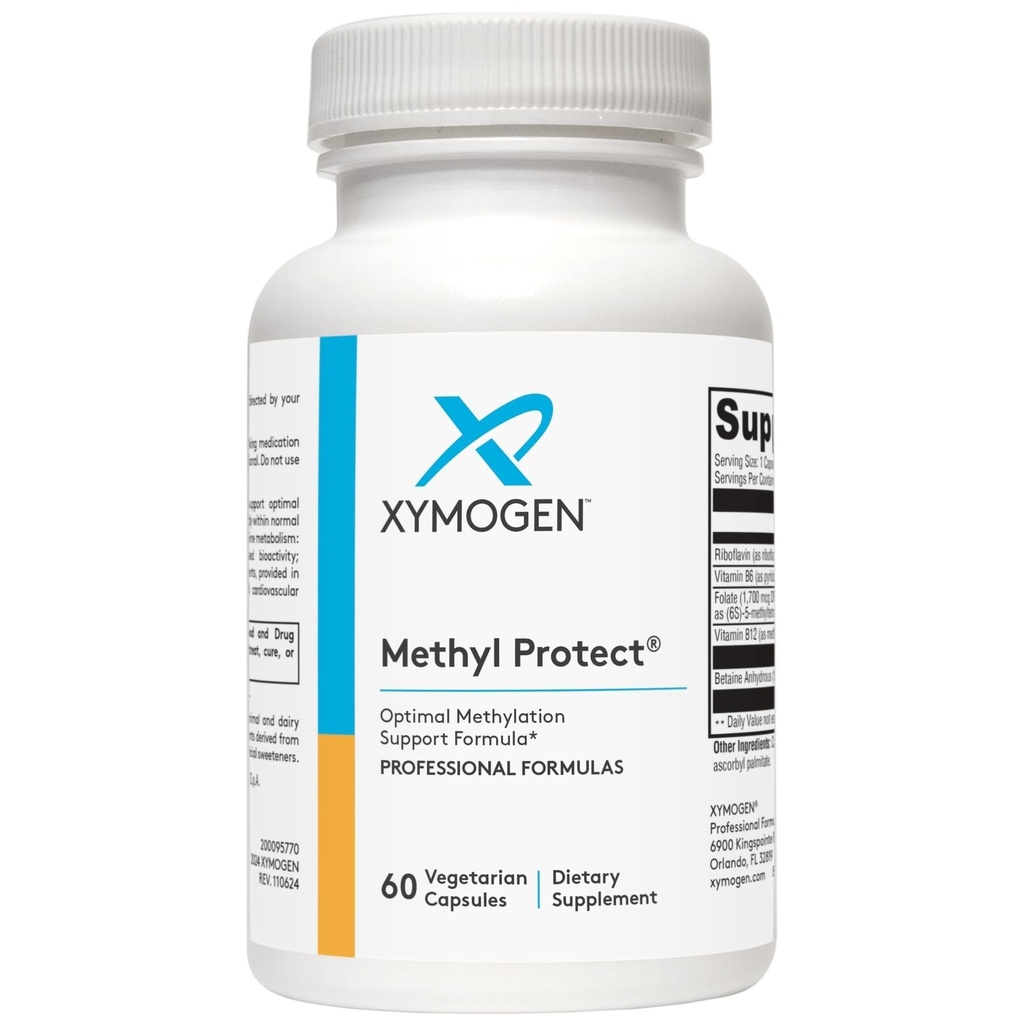 XYMOGEN Methyl Protect - Formule optimale de méthylation avec le folate de méthyle, vitamine B12 (méthylcobalamine b12), Riboflavine + B6 Vitamines - Cognitive, Homocystéine + Suppléments de santé cardiaque (60 capsules)