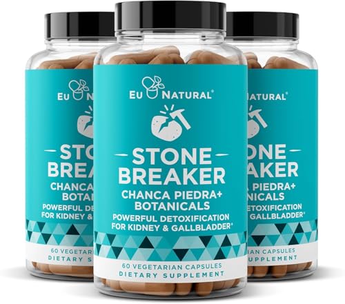 Chanca Piedra Stone Breaker 3-Pack Bundle – Déssolveur naturel, nettoyage du rein et supplément de vérin – Détoxification du système urinaire, impuretés de flush, système transparent – 180 capsules