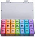 Sukuos Weekly Pill Organizer 3 fois par jour, grand cas de boîte à pilules de 7 jours, organisateurs de médicaments hebdomadaires Box Case, conteneur de voyage portable pour les vitamines Suppléments d'huile de poisson
