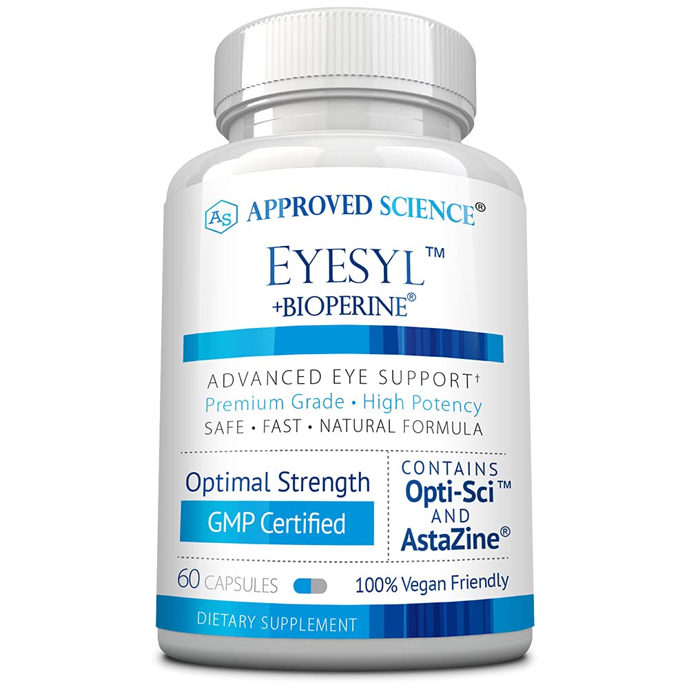 Genehmigte Wissenschaft EyeSyl - Eye Support Supplement - Chrom Picolinate, Taurine, Lutein, Zeaxanthin, Bilberry, BioPerine - 1 Monat Versorgung - 60 Kapseln - Made in USA