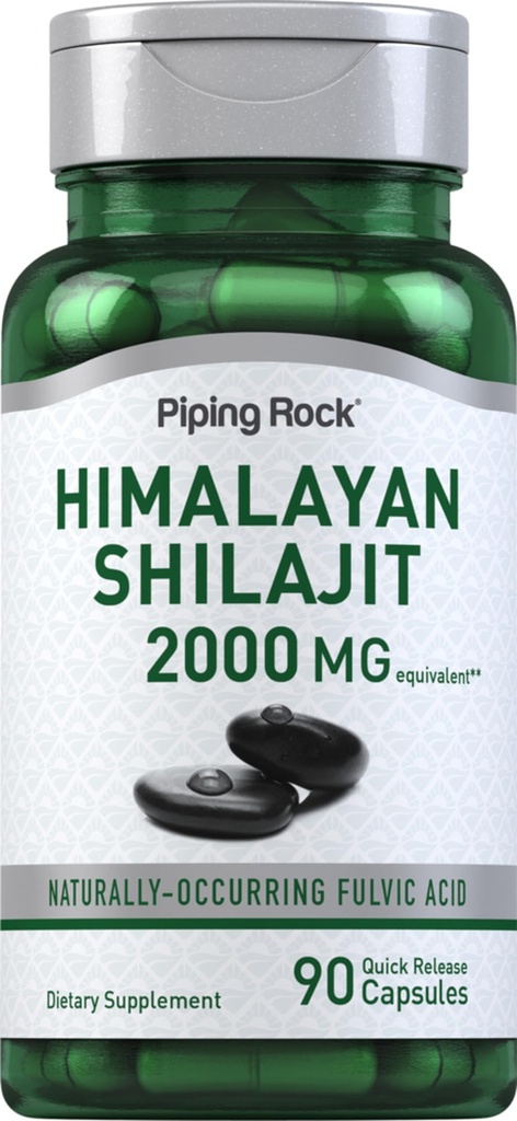 Piping Rock Shilajit Kapseln | 2000mg | 90 Count | Himalayan Fulvic Acid | Non-GMO, Gluten kostenlose Ergänzung