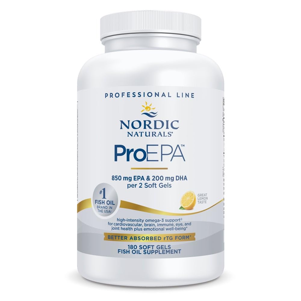 Nordic Naturals ProEPA, Citron - 180 gels mous - 1210 mg Oméga-3 - Formule EPA haute intensité pour l'humeur saine, la santé cardiaque et la fonction cellulaire - Non-OGM - 90 portions