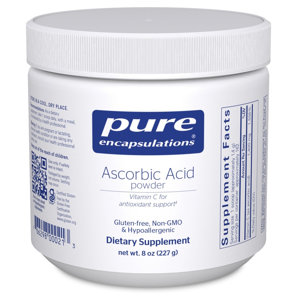 Reine Kapseln Ascorbinsäure Pulver | Hypoallergene Vitamin C Ergänzung für Antioxidans Unterstützung* | 8 Unzen