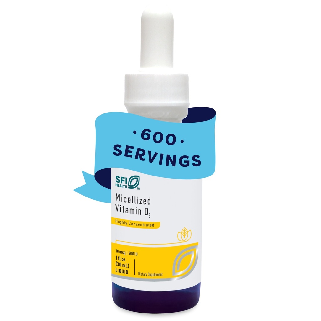 Klaire Labs SFI Gesundheit Micellized Vitamin D3 Flüssigkeit für Kinder, Infants & Erwachsene - 400 IU Vitamin D pro Tropfen - Geeignet für Kinder - Immununterstützung - Mango Orange Flavor Tropfen (600 Portionen / 1 fl oz)