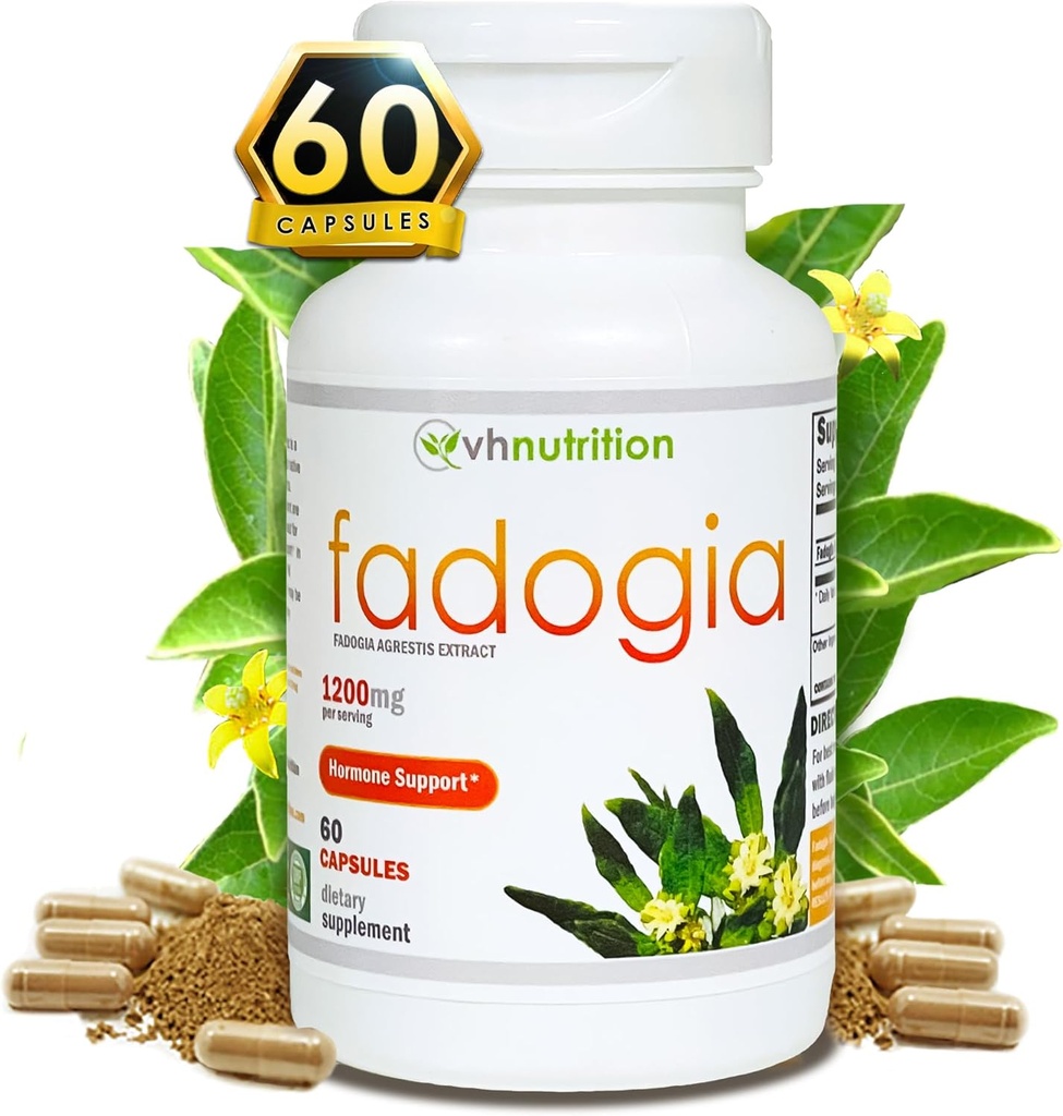 VH Nutrition FADOGIA AGRESTIS | 1200mg Pro Serving | Men's Hormonal Support* | Natürliche Vitalität und Energie Boost | Unterstützt körperliche Ausdauer und Gesamt Wohlbefinden | 60 Kapseln