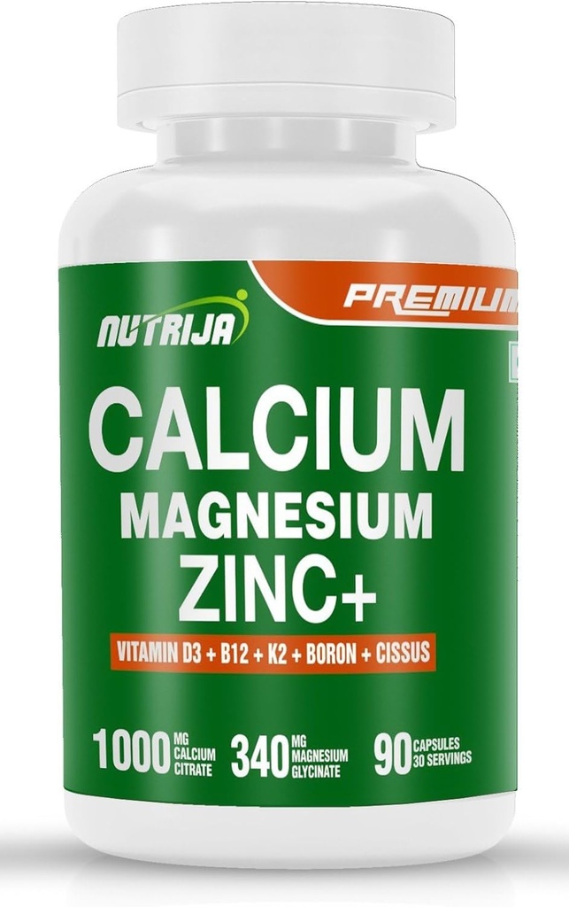 Calcium Magnesium Zink mit Vitamin D3, Boron, K2 & B12 (90 Kapseln)