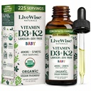 Supplément liquide de vitamine D3-K2 pour bébé, gouttes de vitamine pour nourrissons et tout-petits, pour une croissance saine, le développement et le bien-être quotidien, goutte à goutte facile à utiliser dans la bouteille de verre, 1 Fl Oz