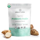 Inuline organique avec poudre de prébiotique FOS, fibre soluble pour le museau maigre, Bloating, Digestion, Bactéries d'aliments pour animaux (probiotiques), 1 Scoop Daily, 1 lb (90 portions)