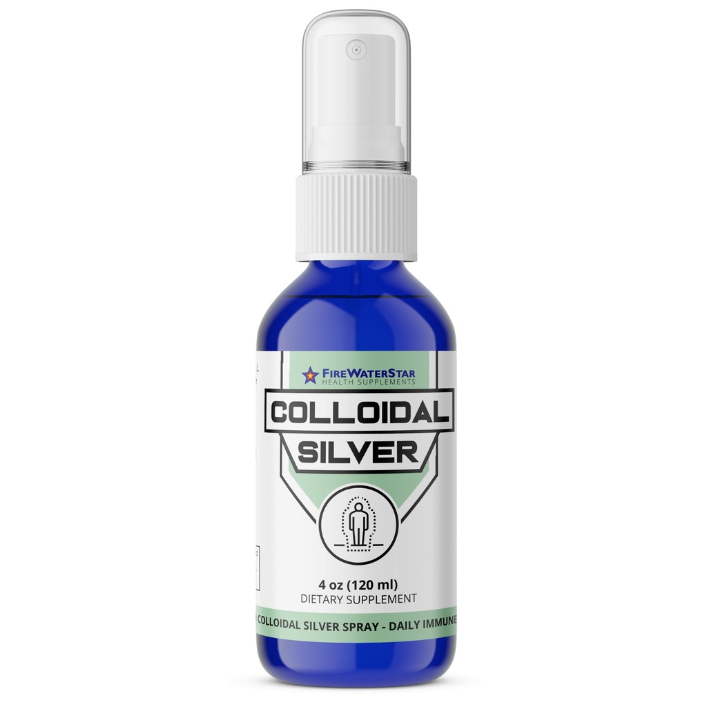 FWS Kolloidal Silber Spray - 4 Unzen - Klares Silber - 50 ppm - 99,99% reines Silber - Tägliche Immununterstützung