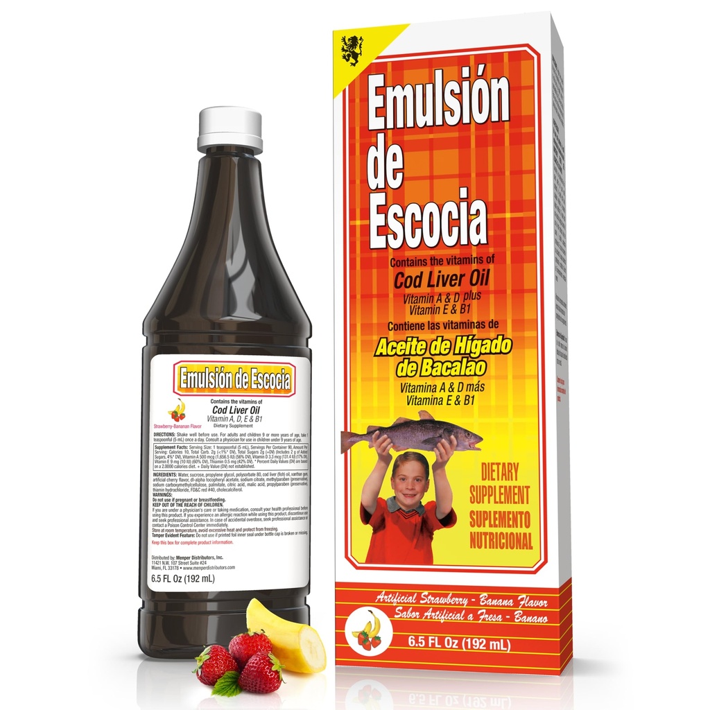 EMULSION DE ESCOCIA Erdbeere/Banana 6.5 Oz. Kabeljauöl
