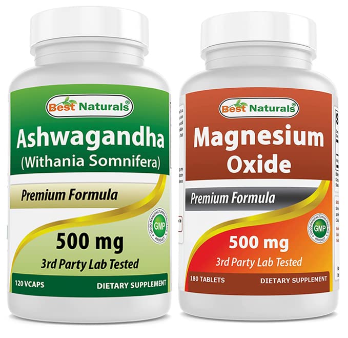 Meilleur extrait naturel d'Ashwagandha 500 Mg & Oxyde de magnésium 500 mg