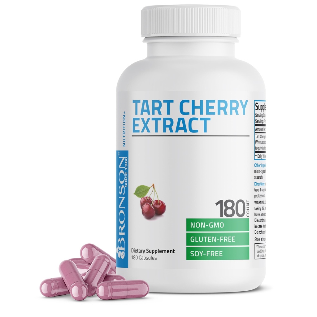 Bronson Tart Cherry Extract 2500 mg Vegetarische Kapseln mit Antioxidantien und Flavonoiden Non-GMO, 180 Count
