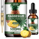 Magnesium Glycinate Supplement, Flüssiges Magnesium Glycinat Flüssigkeitstropfen 500mg-Support Stress Relief, Entspannung, Stimmung, Schlaf, Knochen & Muskel-2 Fl Oz, Vegan, Ananas Flavor