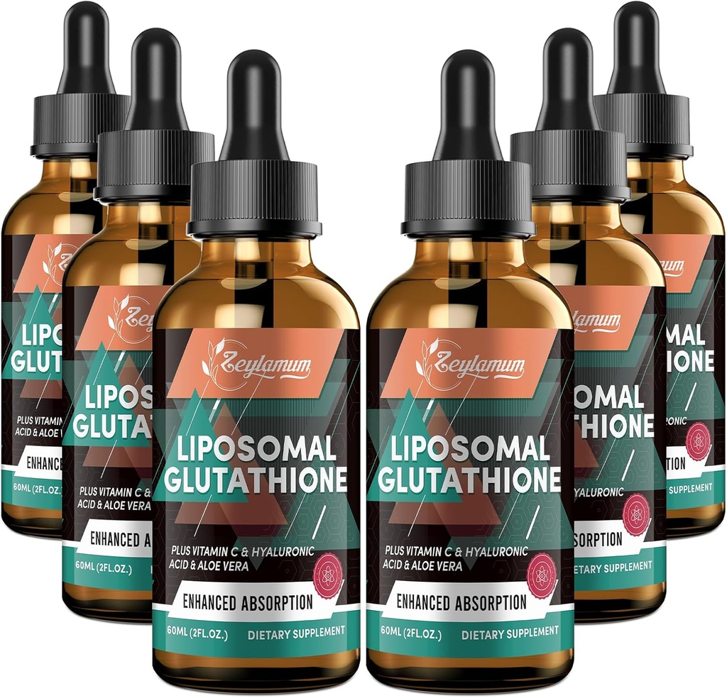 2000MG Liposomale Glutathione Flüssigkeitstropfen, Ultra Hohe Absorption, natürliche Entgiftung, Immunsystem & Haut Supprot*, L-Glutathion, Vitamin C & Hyaluronsäure, Kapseln Alternative, 12.12 OZ